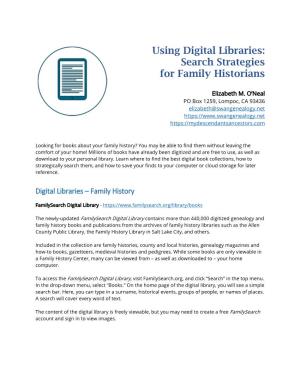 Using Digital Libraries: Search Strategies for Family Historians