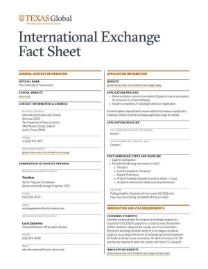 International Exchange Fact Sheet