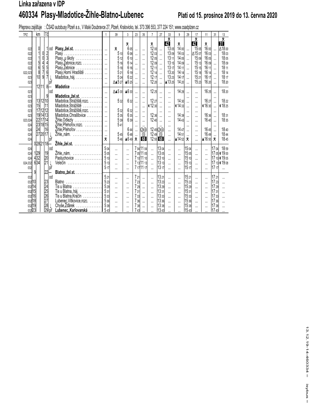 460334 Plasy-Mladotice-Žihle-Blatno-Lubenec Platí Od 15