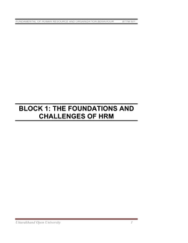 Block 1: the Foundations and Challenges of Hrm