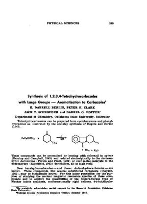 Synthesis of 1,2,3,4-Tetrahydrocarbazoles with Large Groups - Aromatization to Carbazoles1 K