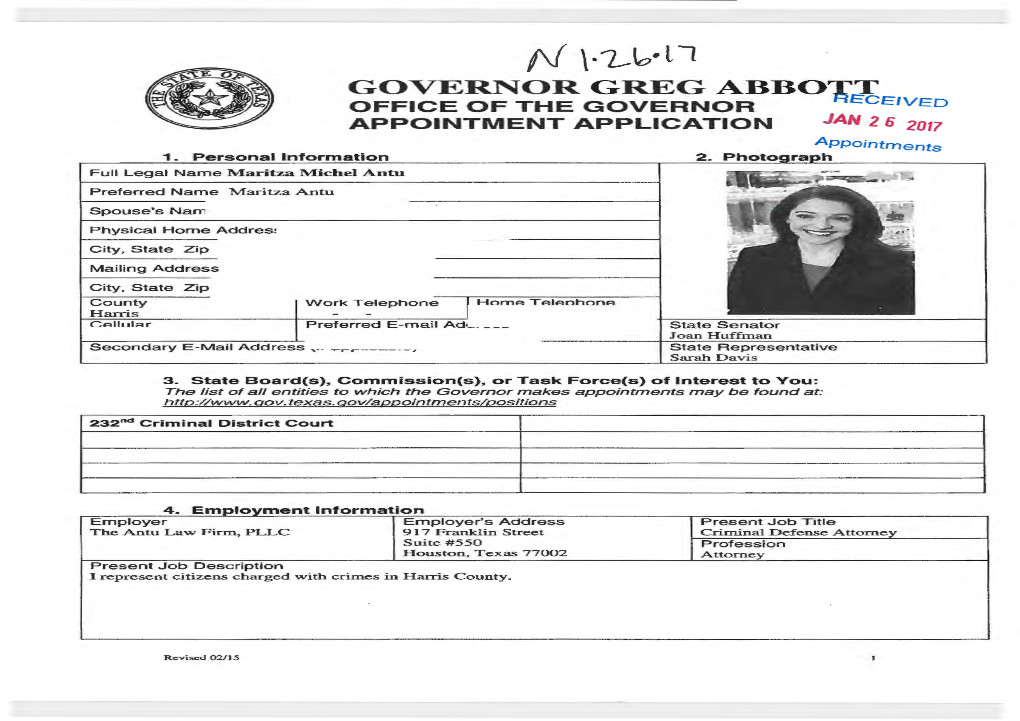 Applicants for the 232Nd District Court