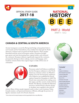 National History Bee Official Study Guide 2017-2018