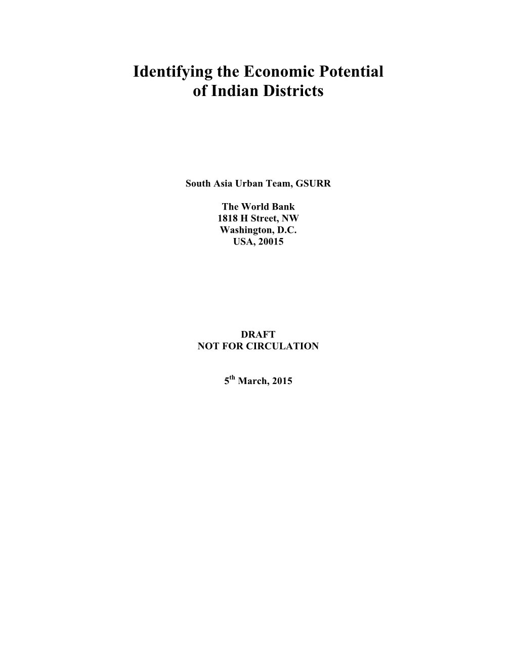 Identifying the Economic Potential of Indian Districts