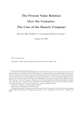 The Present Value Relation Over Six Centuries: the Case of the Bazacle Company∗