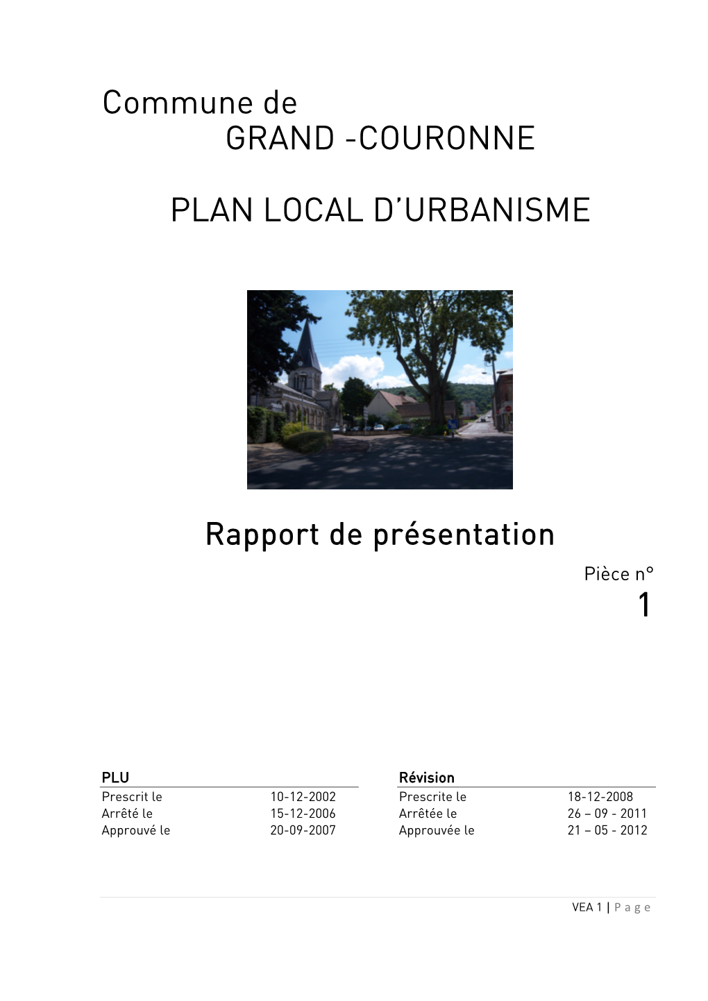 Commune De GRAND -COURONNE PLAN LOCAL D'urbanisme 1