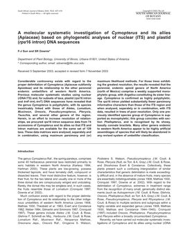 Based on Phylogenetic Analyses of Nuclear (ITS) and Plastid (Rps16 Intron) DNA Sequences