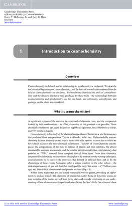 Introduction to Cosmochemistry