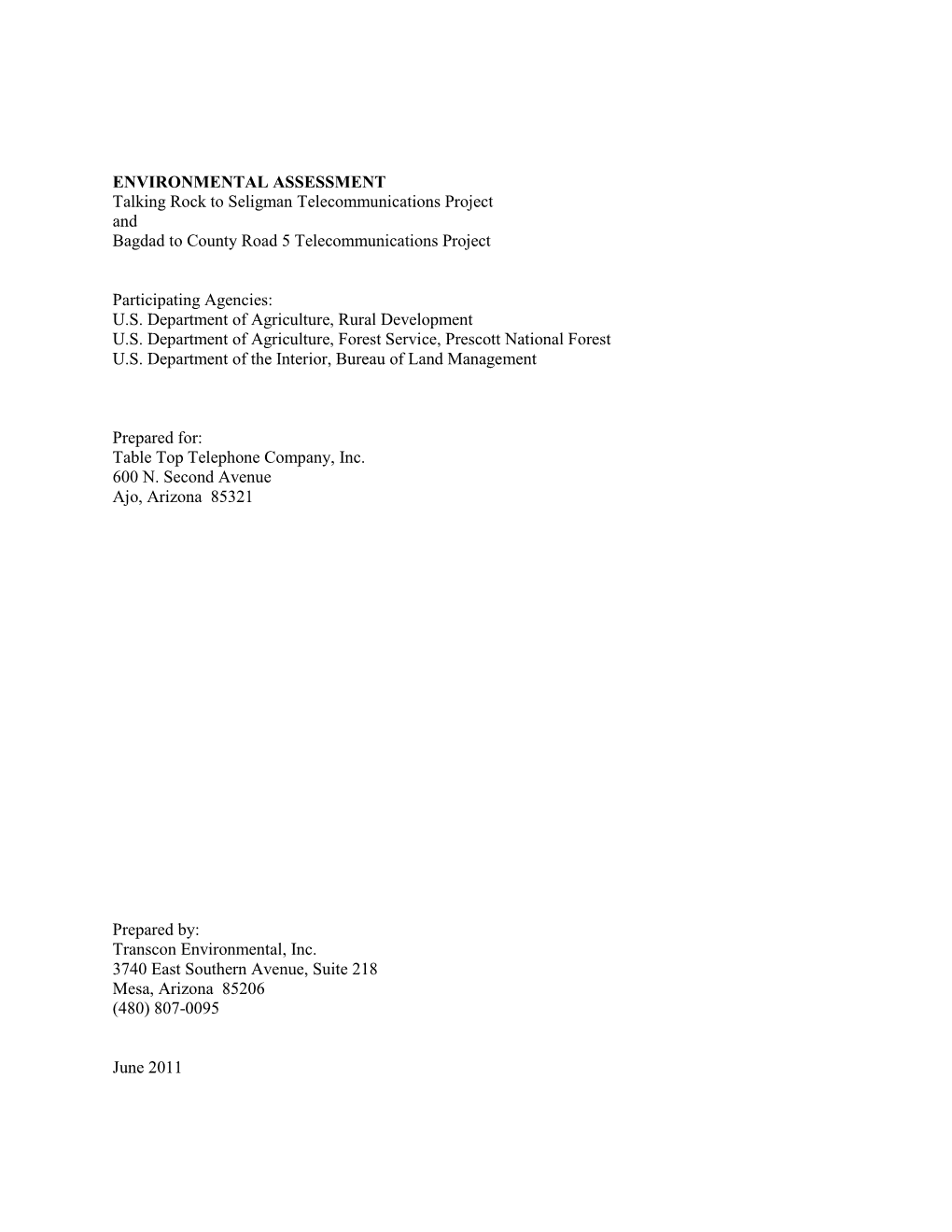 Draft Environmental Report