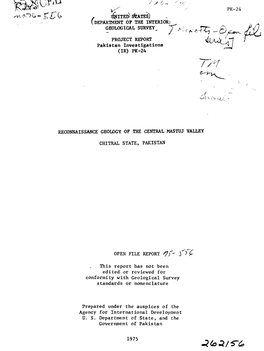 Reconnaissance Geology of the Central Mastuj Valley, Chitral State