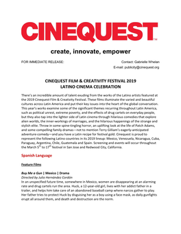 Cinequest Film & Creativity Festival 2019 Latino Cinema Celebration
