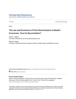 The Law and Economics of Price Discrimination in Modern Economies: Time for Reconciliation?
