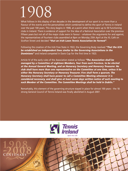 History of Tennis Ireland 1908 – 2008