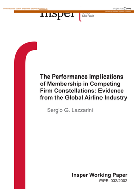 The Performance Implications of Membership in Competing Firm Constellations: Evidence from the Global Airline Industry