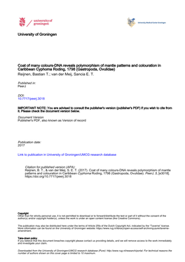 University of Groningen Coat of Many Colours-DNA Reveals Polymorphism of Mantle Patterns and Colouration in Caribbean Cyphoma Ro