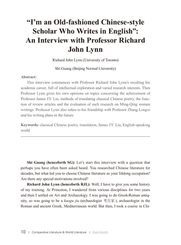 An Interview with Professor Richard John Lynn