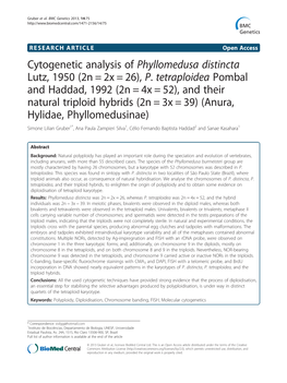 Cytogenetic Analysis of Phyllomedusa Distincta Lutz, 1950 (2N = 2X = 26), P