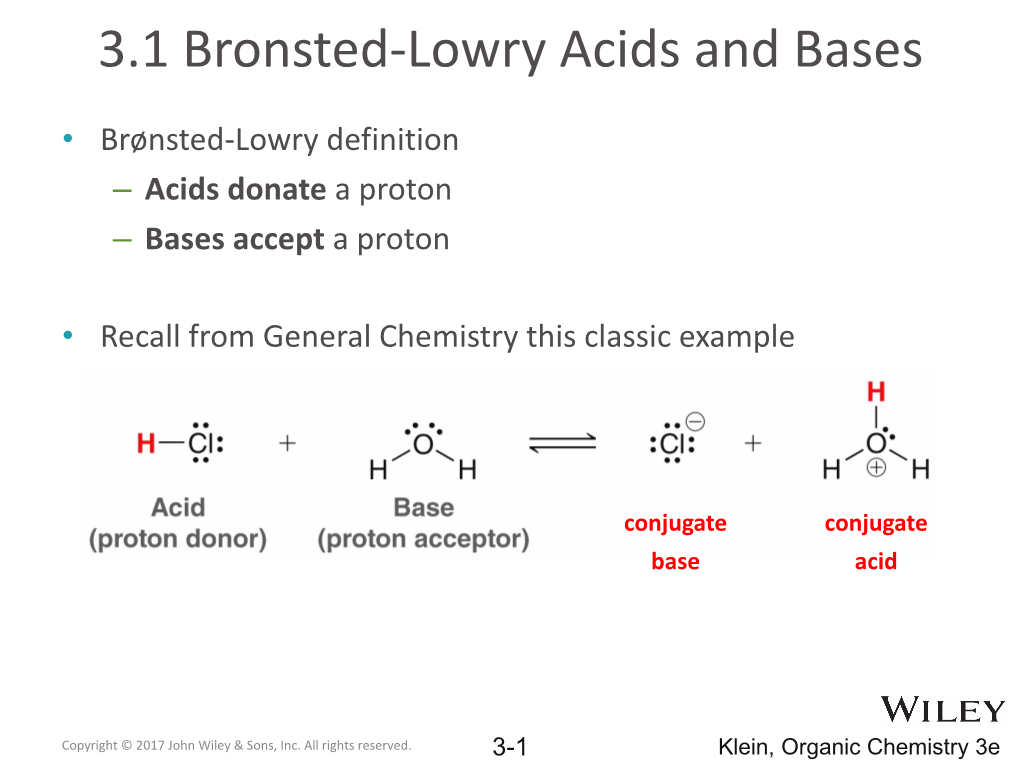 3.1 Bronsted-Lowry Acids and Bases