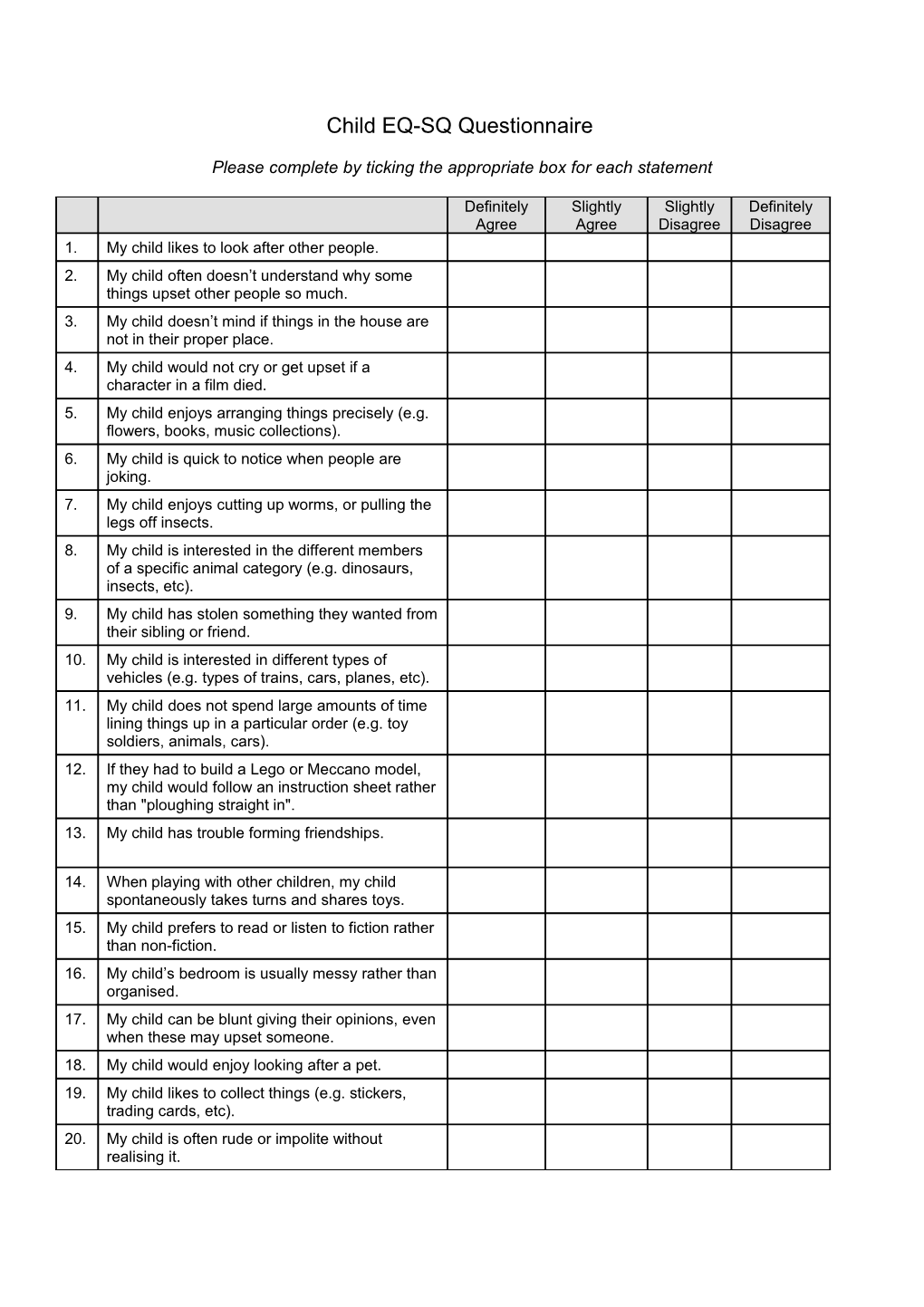 Cambridge Child Personality Questionnaire