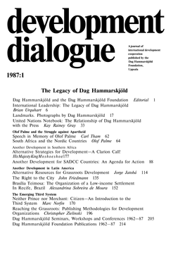 1987:1 the Legacy of Dag Hammarskjöld