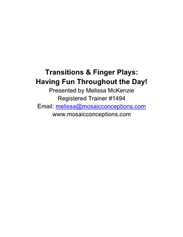 Transitions & Finger Plays