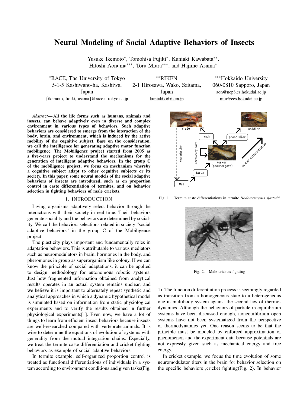 Neural Modeling of Social Adaptive Behaviors of Insects