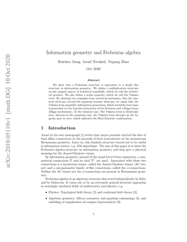Information Geometry and Frobenius Algebra