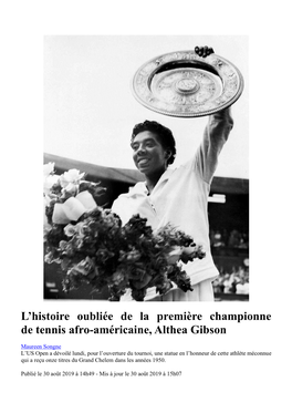 L'histoire Oubliée De La Première Championne De Tennis Afro