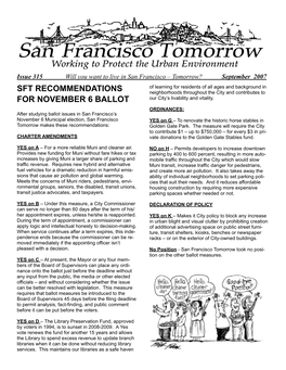 Sft Recommendations for November 6 Ballot