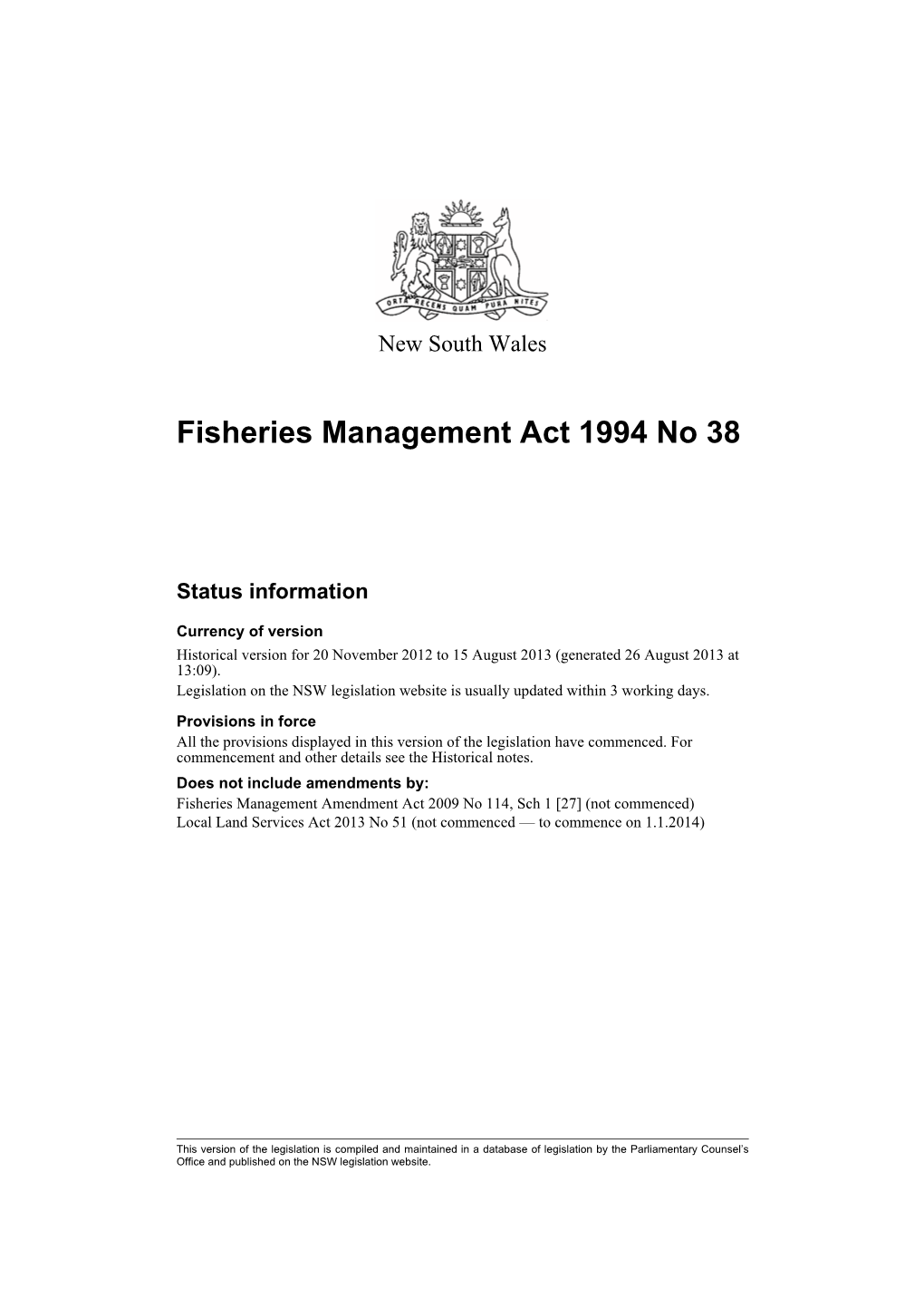 Fisheries Management Act 1994 No 38