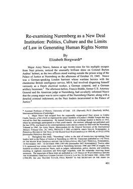 Re-Examining Nuremberg As a New Deal Institution: Politics, Culture and the Limits of Law in Generating Human Rights Norms