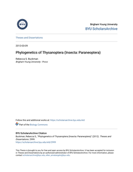 Phylogenetics of Thysanoptera (Insecta: Paraneoptera)