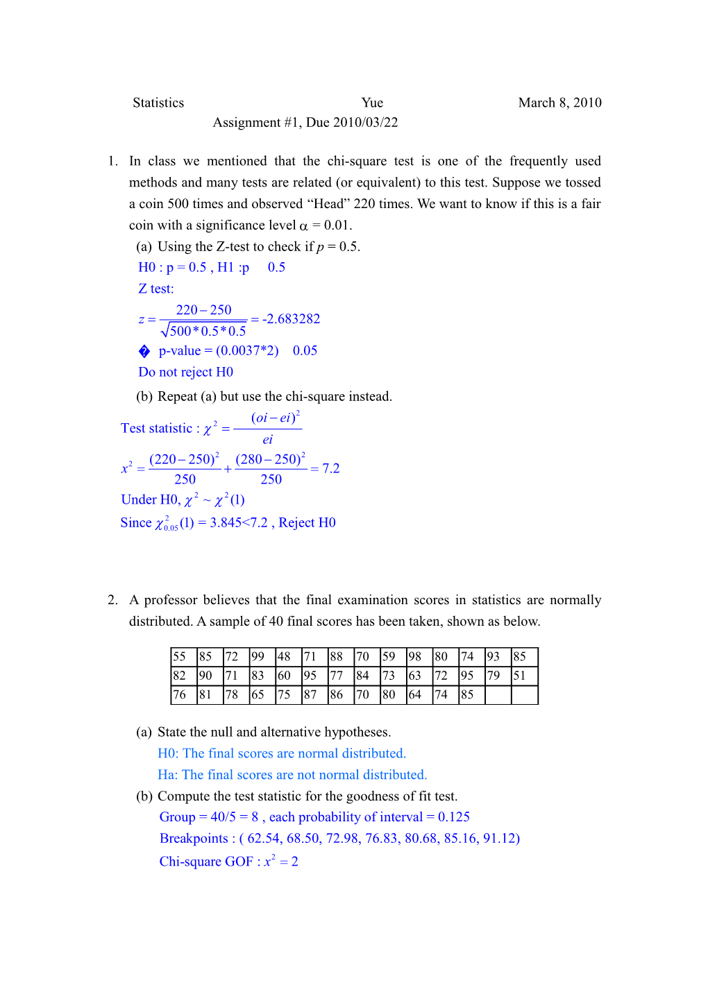 (A) Using the Z-Test to Check If P = 0.5