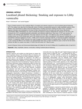 Localized Pleural Thickening: Smoking and Exposure to Libby Vermiculite