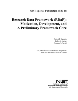 Research Data Framework (Rdaf): Motivation, Development, and a Preliminary Framework Core