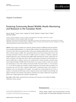 Fostering Community-Based Wildlife Health Monitoring and Research in the Canadian North