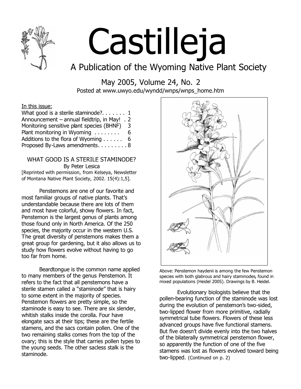 A Publication of the Wyoming Native Plant Society