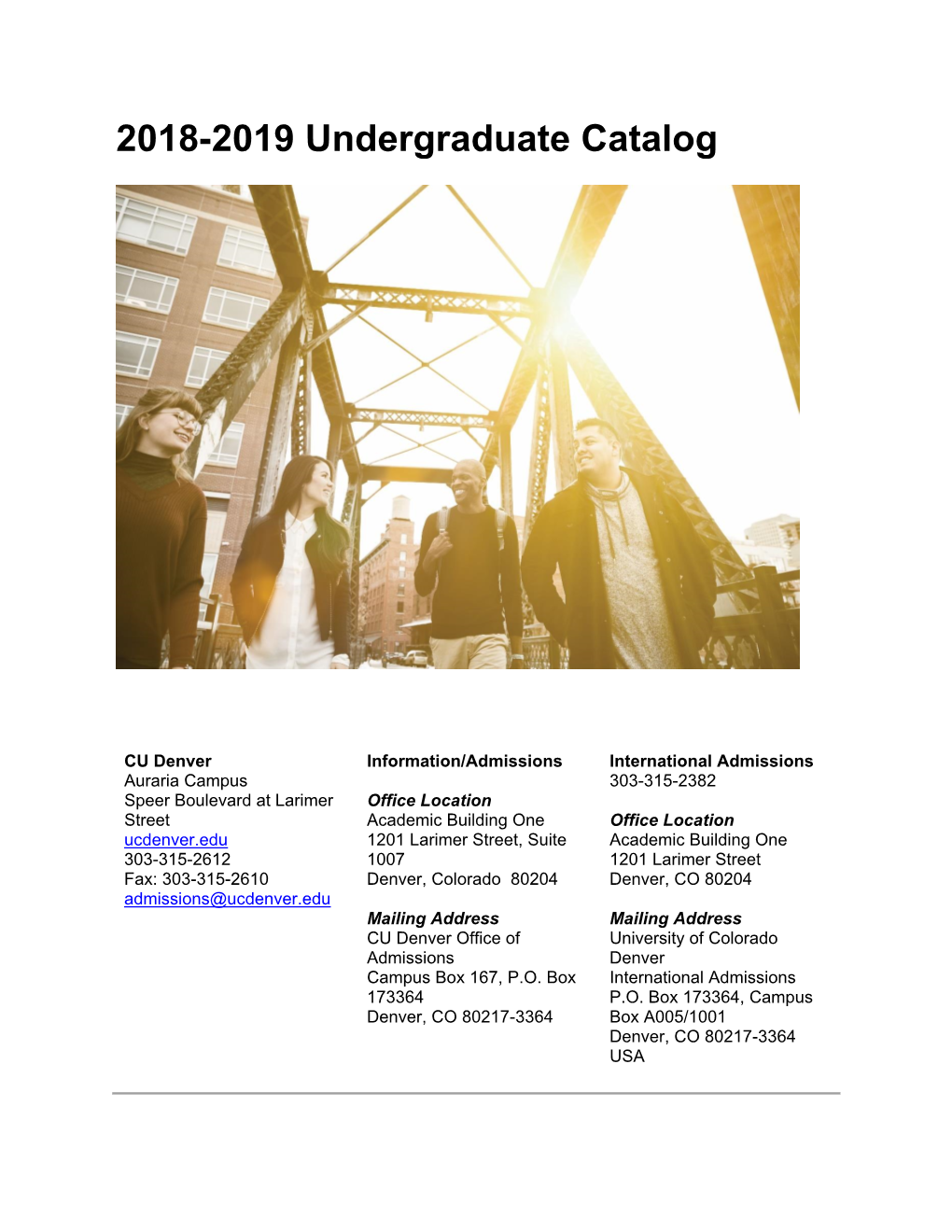 2018-2019 Undergraduate Catalog