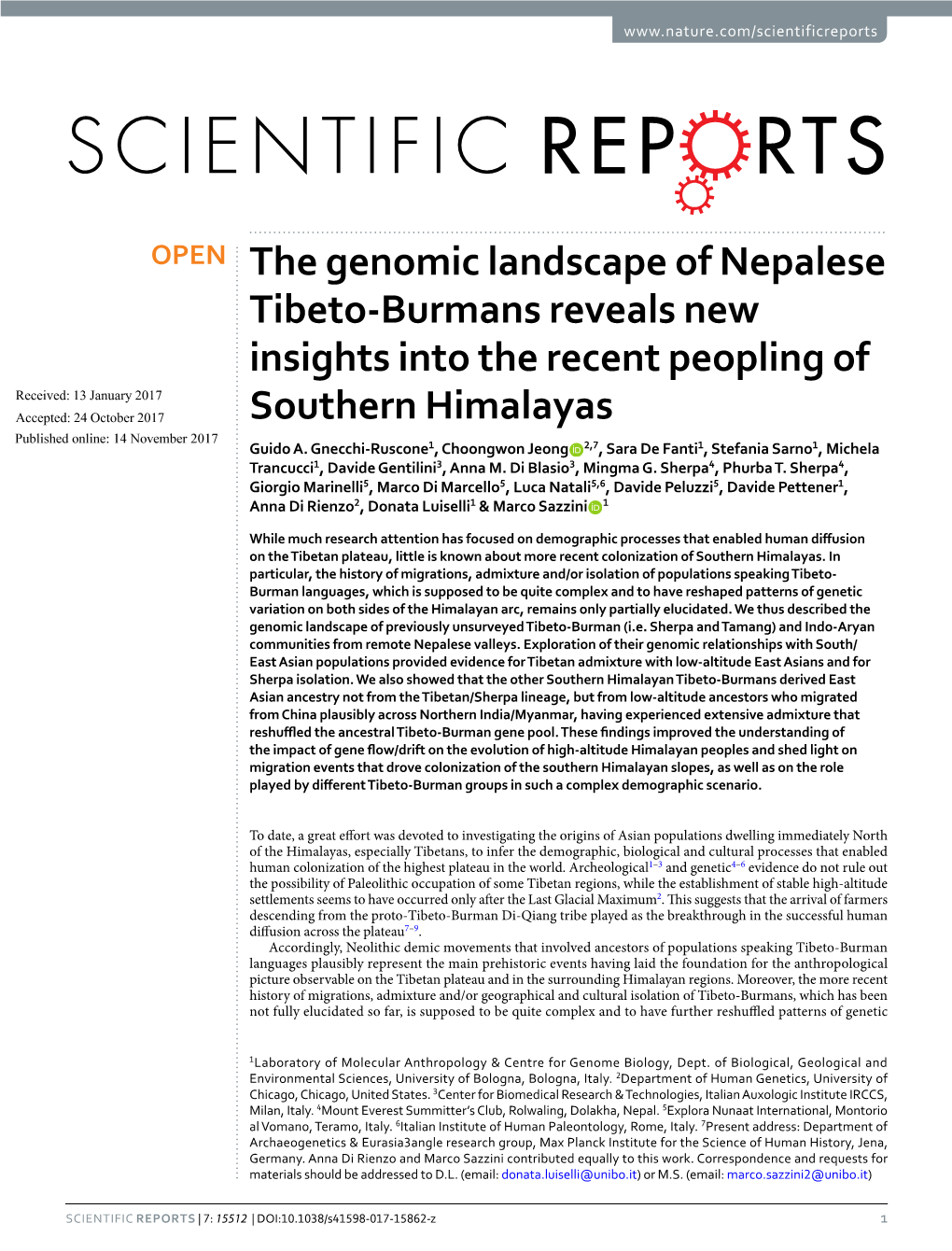 The Genomic Landscape of Nepalese Tibeto-Burmans Reveals New Insights Into the Recent Peopling of Southern Himalayas