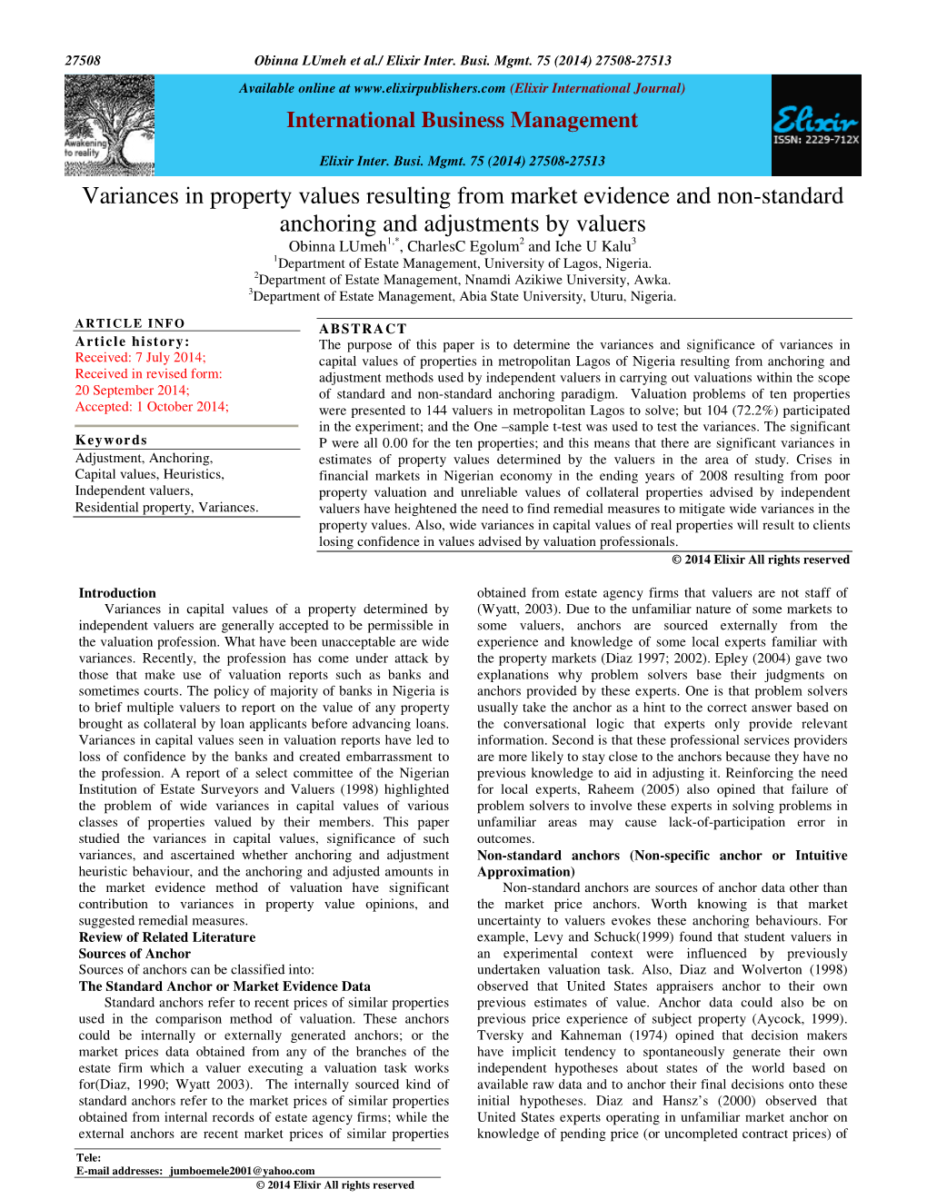 Variances in Property Values Resulting from Market Evidence and Non