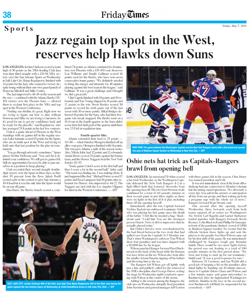 Jazz Regain Top Spot in the West, Reserves Help Hawks Down Suns