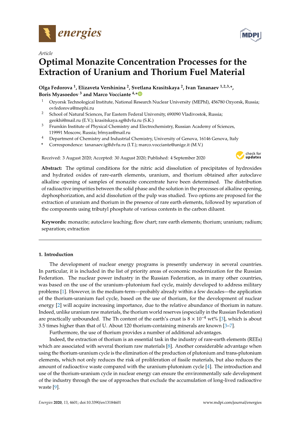 Optimal Monazite Concentration Processes for the Extraction of Uranium and Thorium Fuel Material