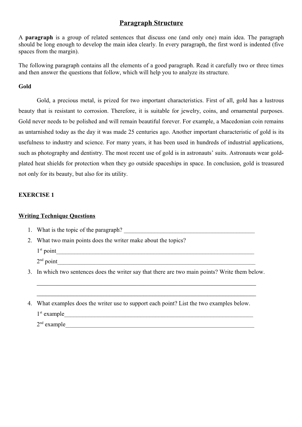 Paragraph Structure