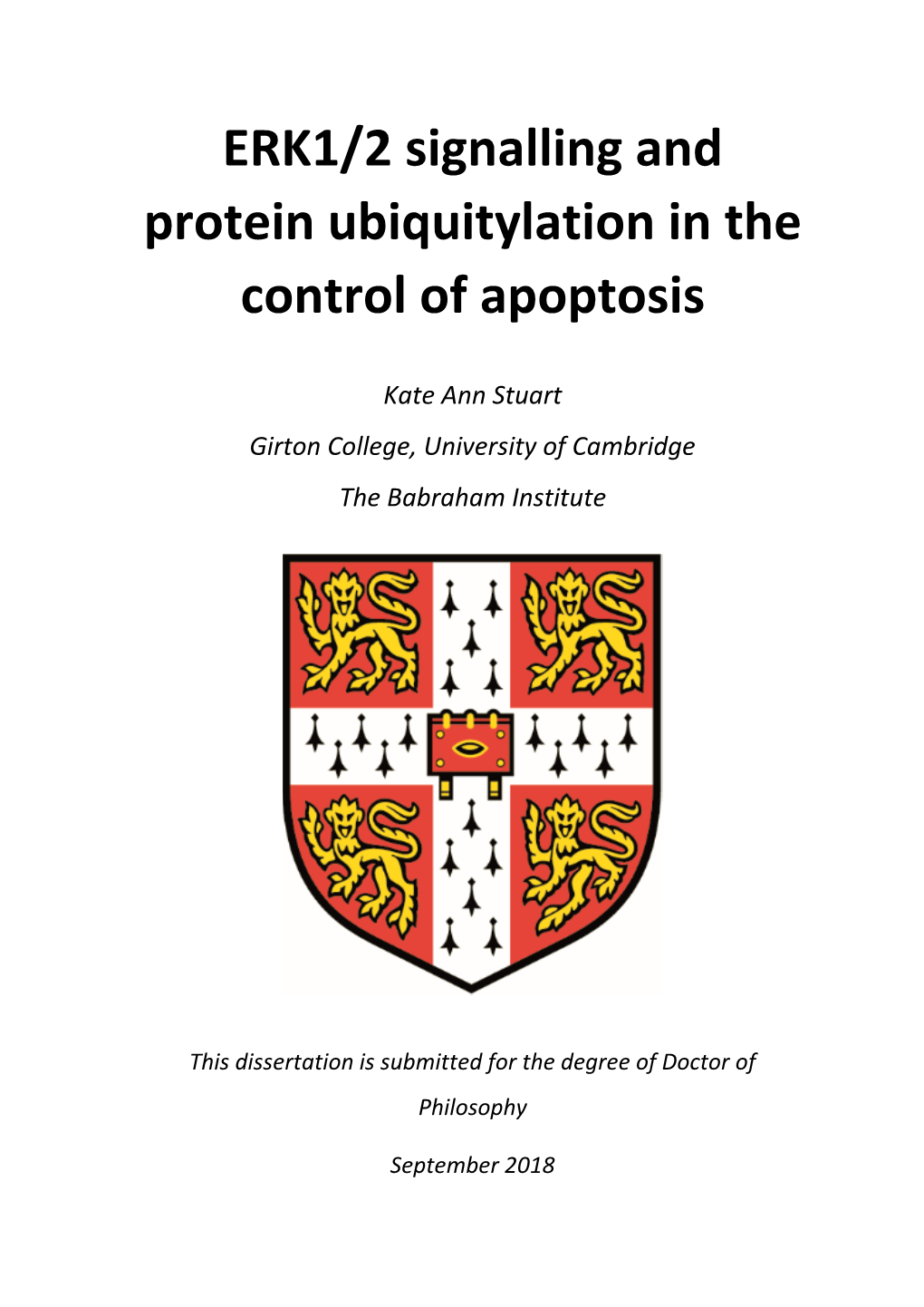 ERK1/2 Signalling and Protein Ubiquitylation in the Control of Apoptosis