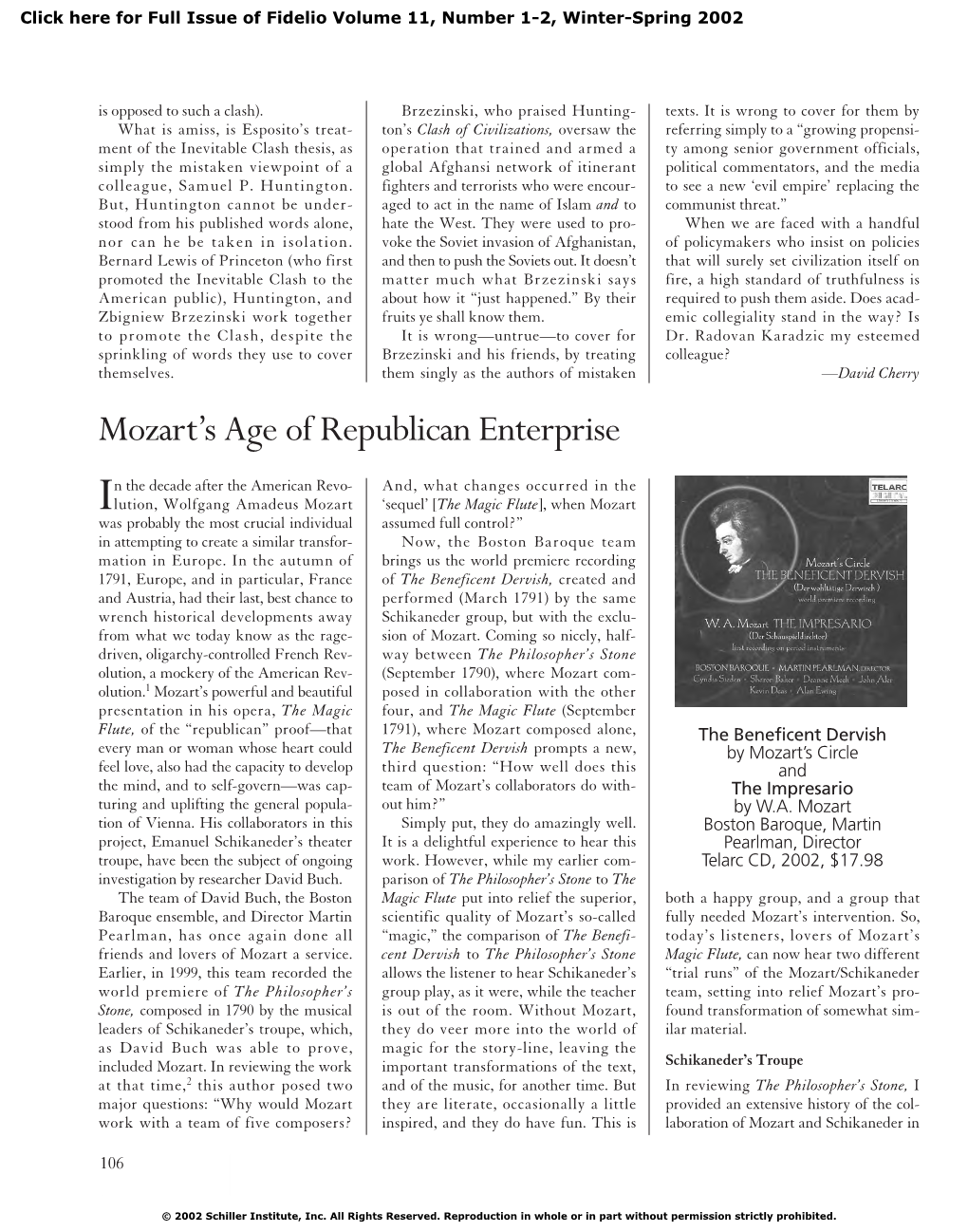 Mozart's Age of Republican Enterprise