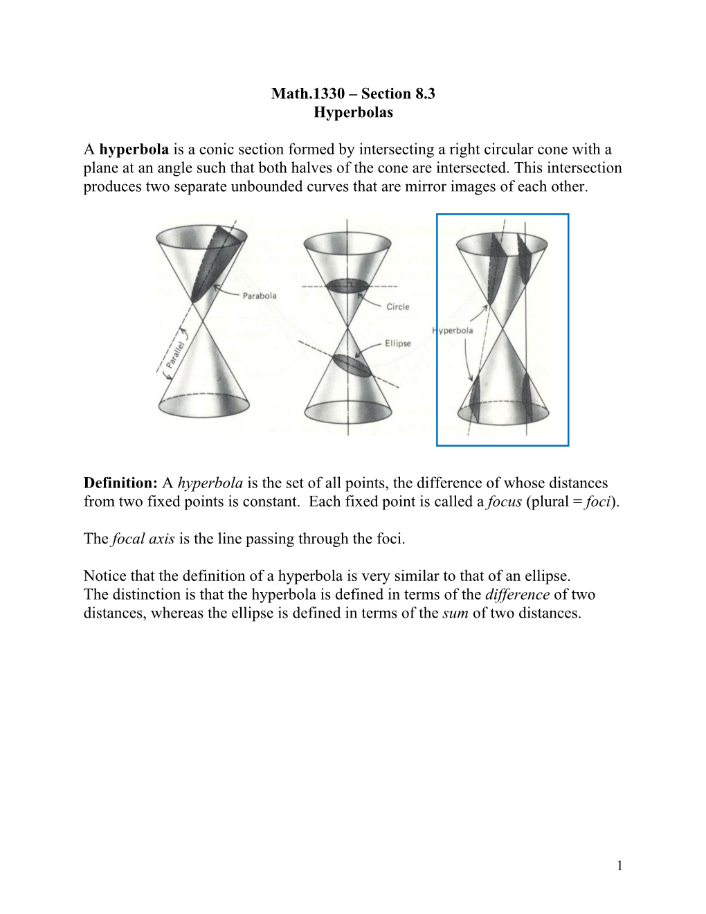 Section 8.3: Hyperbolas