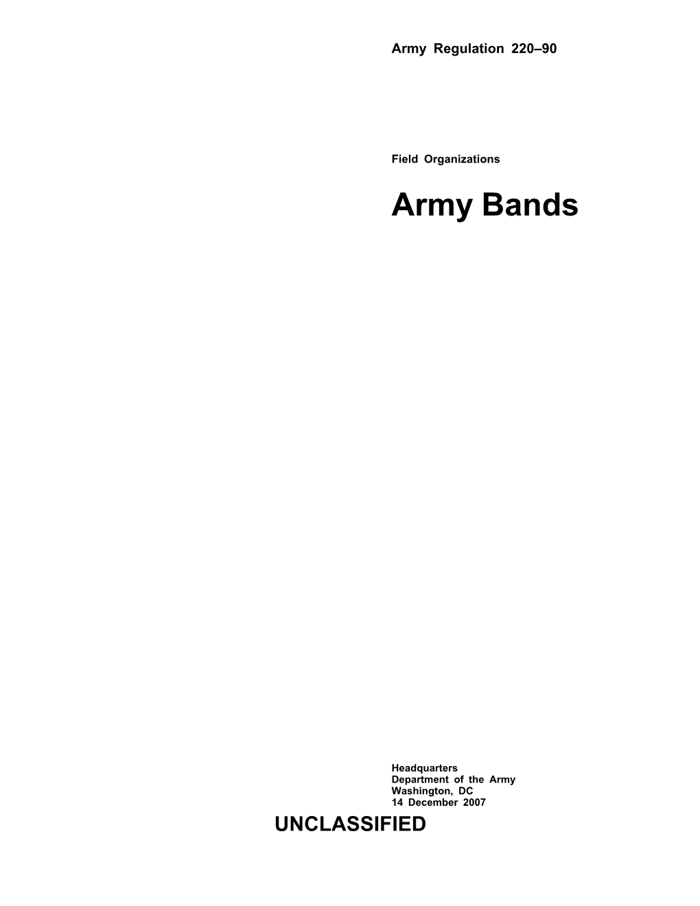 AR 220-90. Army Bands