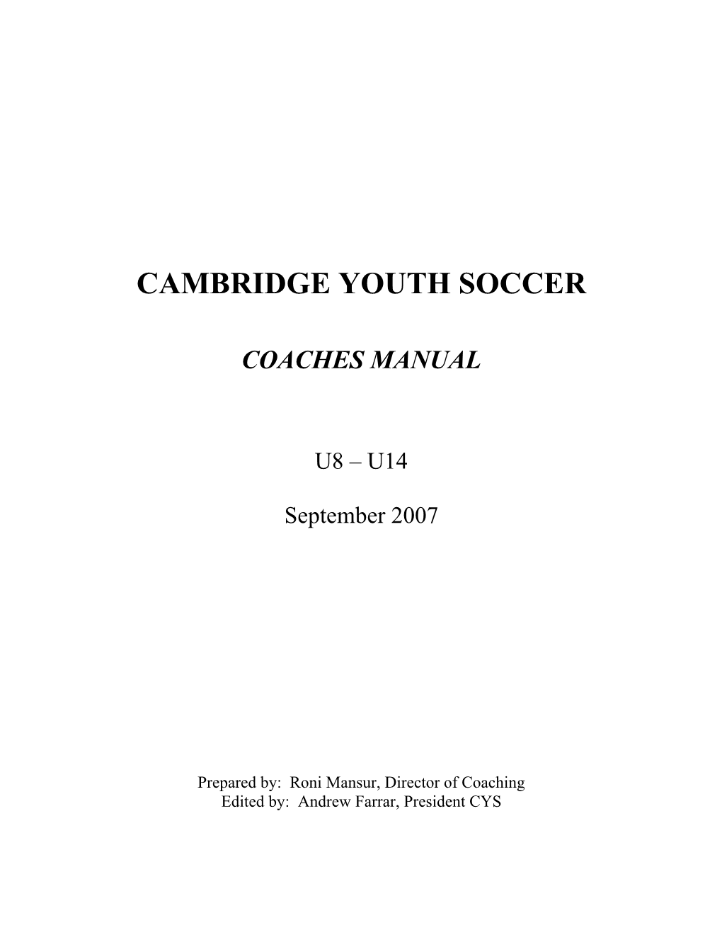 CYS Coaches Manual