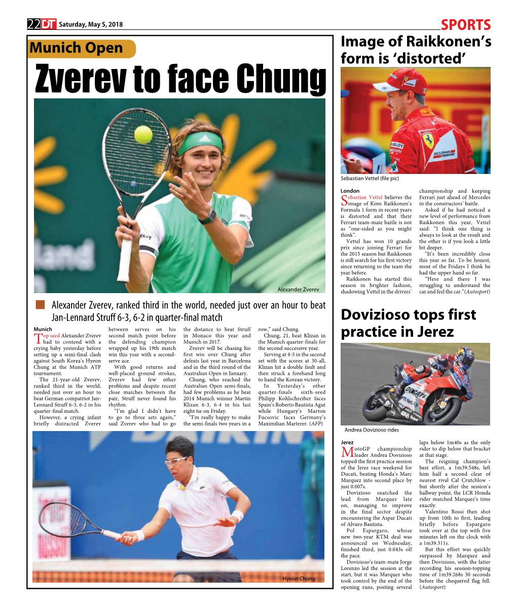 Zverev to Face Chung