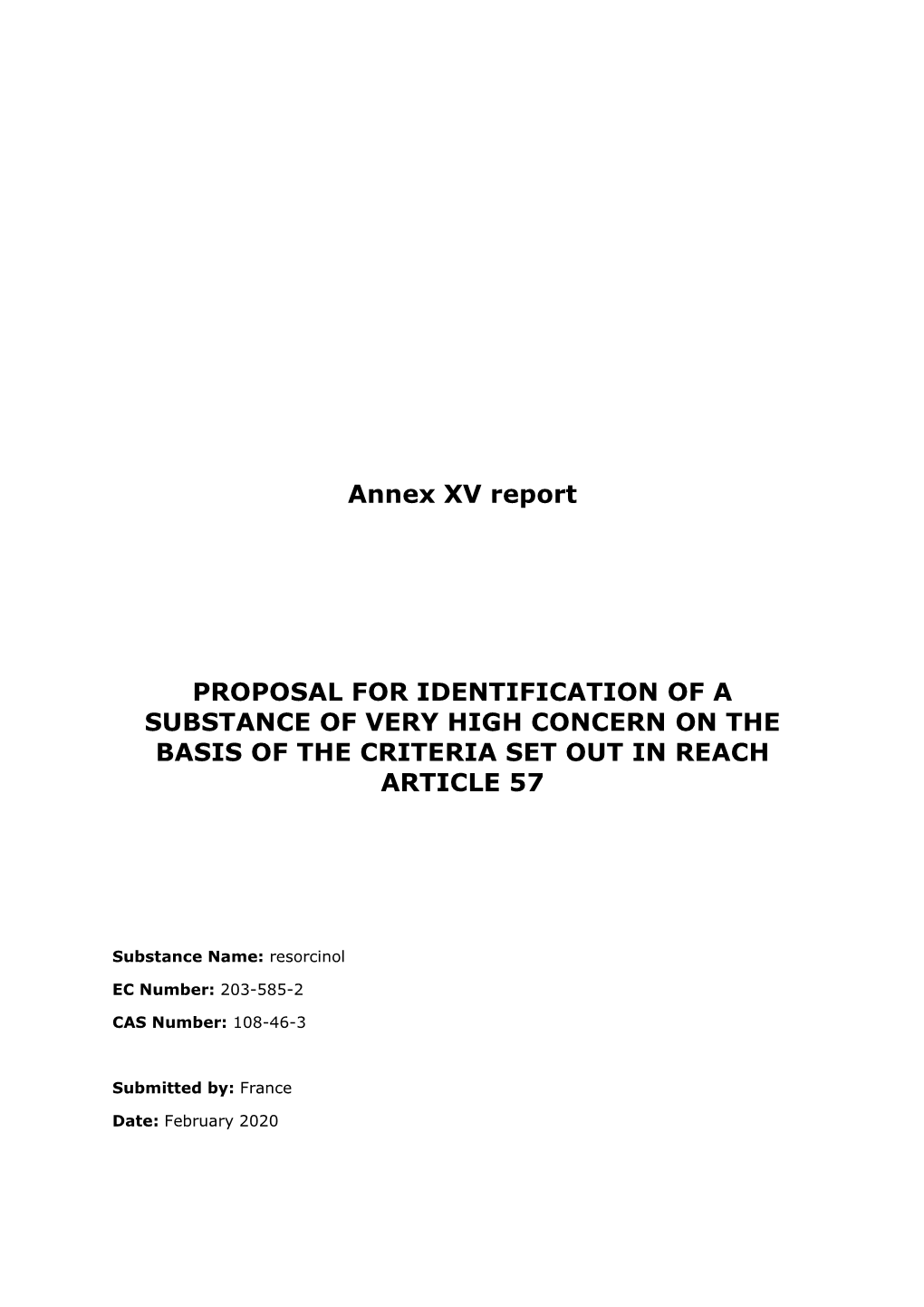 Annex XV Report for Public Consultation